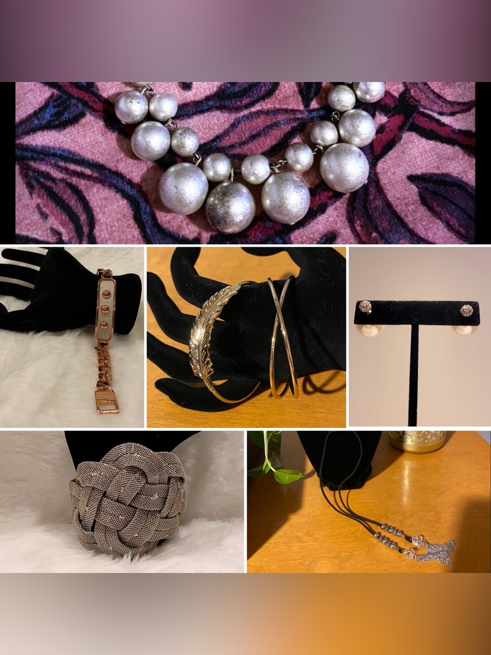 Lot of Assorted Metals Costume Jewelry - bracelets, necklaces, earrings & ring.